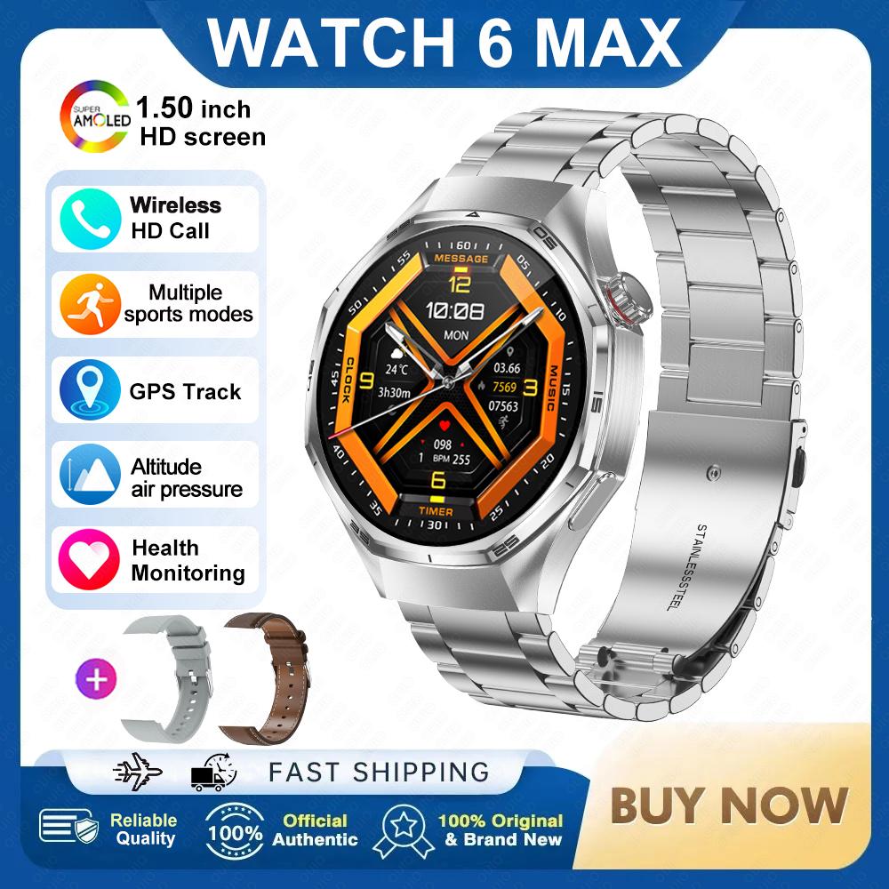 2026 New Watch 6 MAX Smart Watch GPS Track Altitude Pressure Heart Rate Blood Oxygen IP67 Waterproof BT Call Outdoor Smart Watch