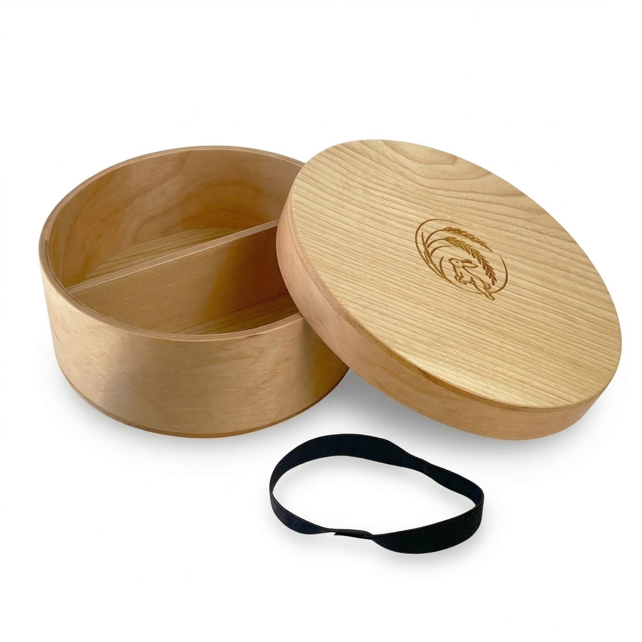 

J-kitchens Handmade Natural Wood Lunch Box, Microwave and Dishwasher Safe, Made in Japan (Tsukiusagi design), 700ml