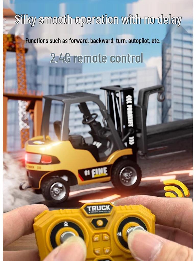 1:64 Fernbedienung Legierung Gabelstapler Spielzeug - Wiederaufladbares Hebemodell, 2,4G Baufahrzeug