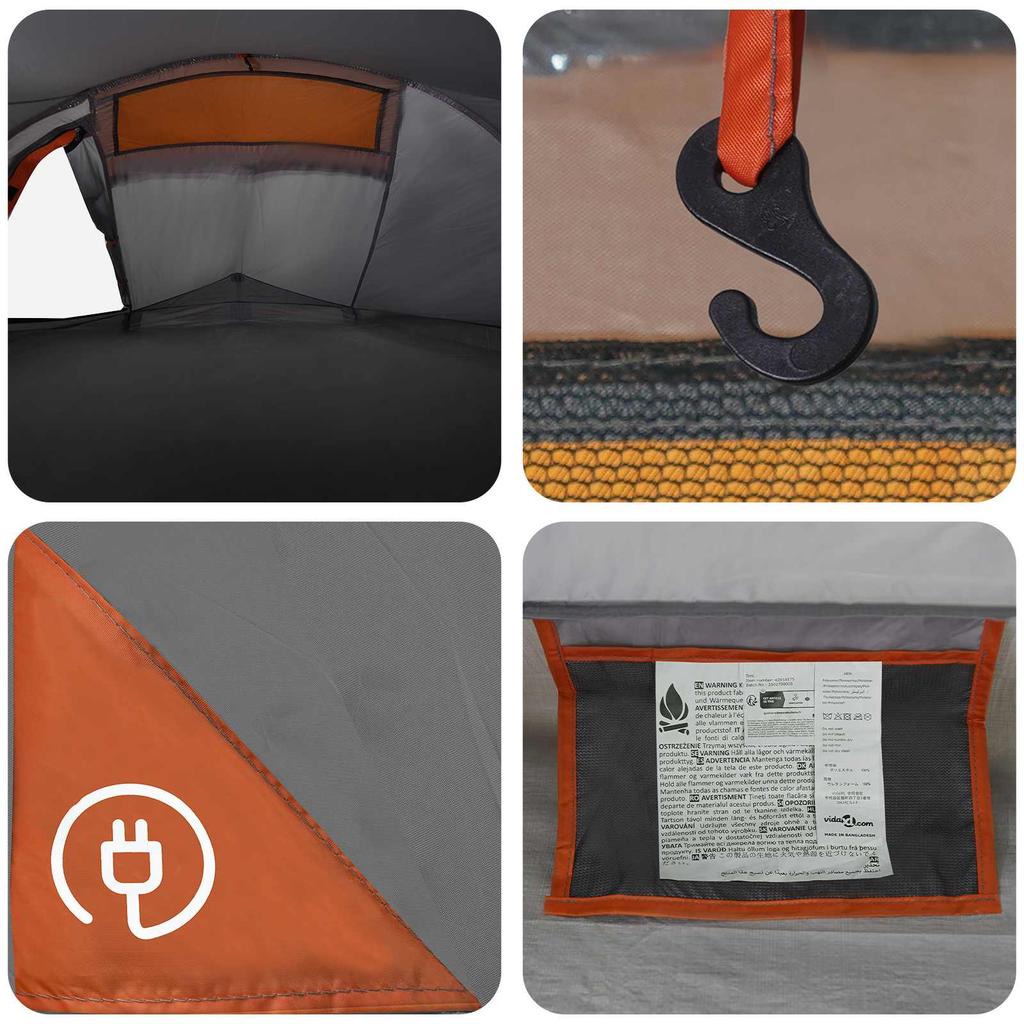 Trekking Tent Gray and Orange 4 Person