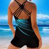 Kadın Yaz İki Adet Mayo Çapraz Askı Seksi Bikini Set Tankini Mayo Artı Boyutu S-8XL