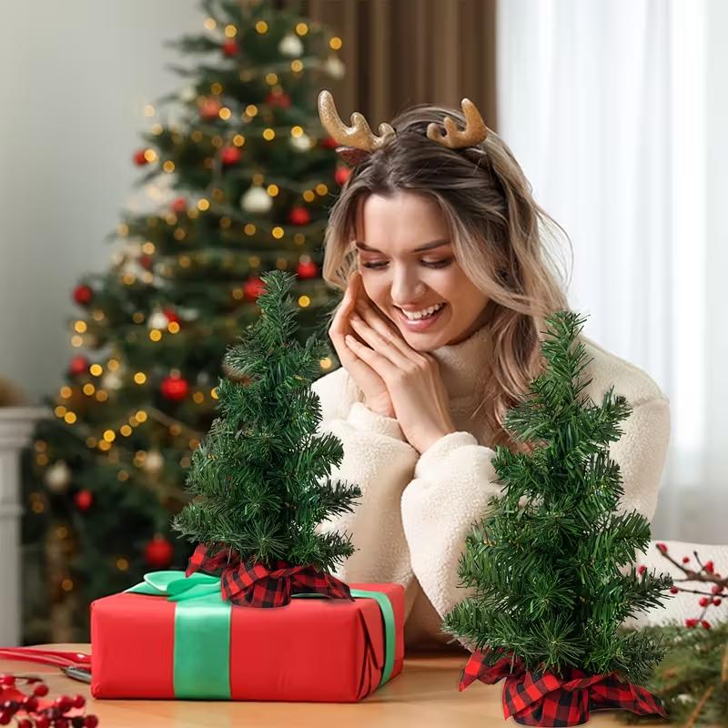 15-30cm Artificial Mini Christmas Tree Pine Needle Branches for Christmas Home Tabletop Fireplace Decoration 2026 New Year Gifts