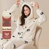 Women's Coral Fleece Long Bathrobe - 2025 Autumn/Winter, Warm & Simple Solid Color Homewear