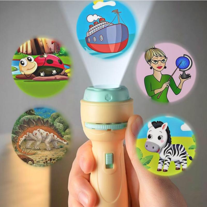Projector flashlight Early education educational development toy children's enlightenment luminous toy cartoon pattern projector