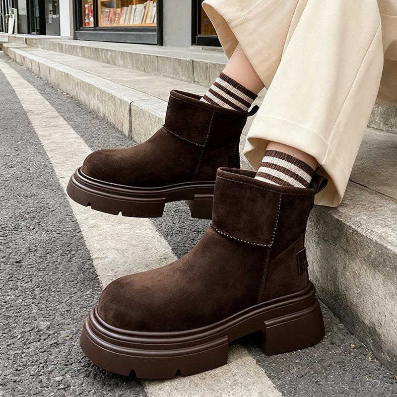 Frosted Retro Snow Boots Women's 2025 Winter New Small Thick-soled Short Boots Piled and Thickened Warm Cotton Shoes