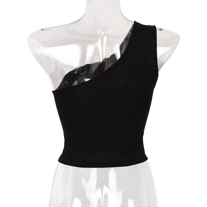 Maiuri sport pentru femei Topuri crop sexy Vestă Casual Femei cu un singur umăr ținute de vară Topuri Fitness elastic