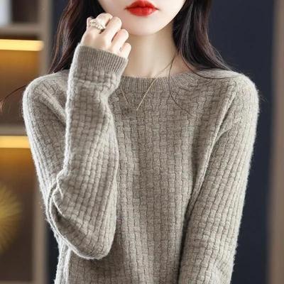Damen Herbst Winter O-Ausschnitt Pullover Warm Lässig Pullover Jumper Koreanische Strickwaren Unterhemd