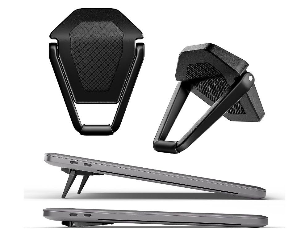 

Dual Zinc Alloy Laptop Cooling Stands: Lightweight, Portable, Foldable, Stable, and Anti-Slip. чёрный