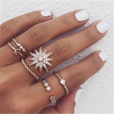 Women's Rings New Sun Flower Ring Rings 6-Piece Set Diamond Set Ring Jewelry