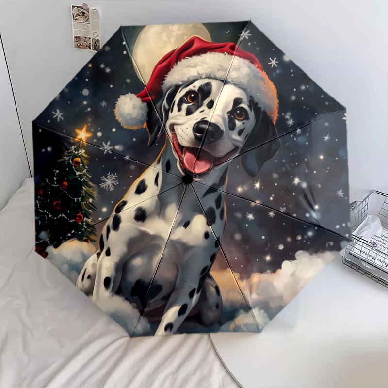 Christmas dog, automatic folding umbrella, portable and foldable design, 8 ribs, a Christmas or birthday gift.