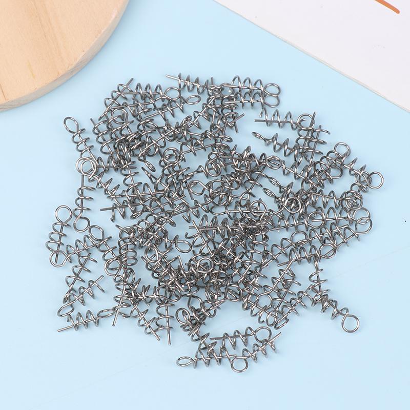 100Pcs Stainless Steel Spring Lock Pin Fishing Screw Crank Hook Spring Twist Lock Fishing Hook Connector For Soft Lure Tackle