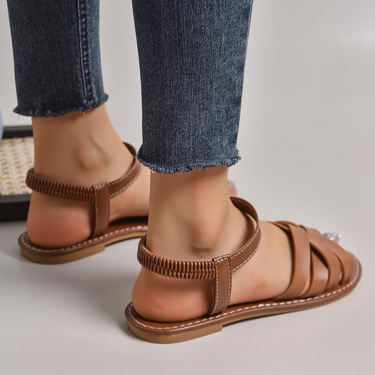 

2024 женская летняя новая простая однотонная противоскользящая женская обувь на плоской подошве, удобные пляжные сандалии для отдыха на открытом воздухе 43 коричневый