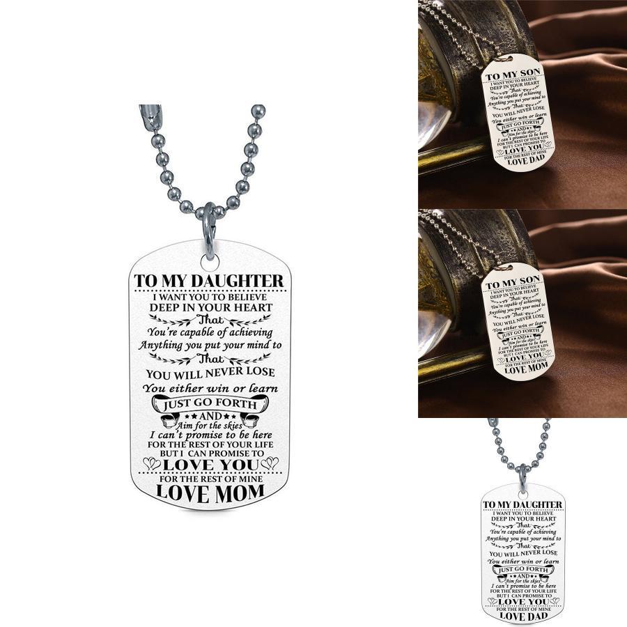 Stylish Fashion Necklace Dog Tag For My Son Daughter Dad Mom Ideal Birthday Gift