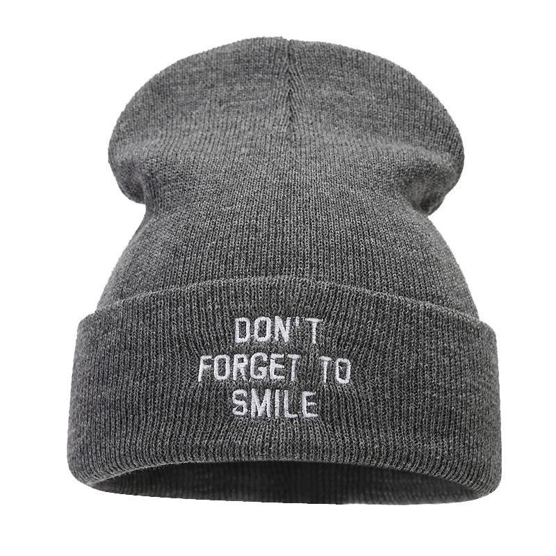 Trendy Brand Fashion Letter Embroidery Knitted Pullover Hat Women's Personality Simple Curling Heap Hat Men's Cold Hat
