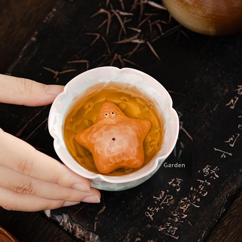 1 Pieza Accesorios para Juego de Té Arcilla Púrpura Barro Rojo Pez Burbuja Mascota de Té Se Puede Criar Peces Pequeños Que Escupen Burbujas Adornos de Mesa de Té