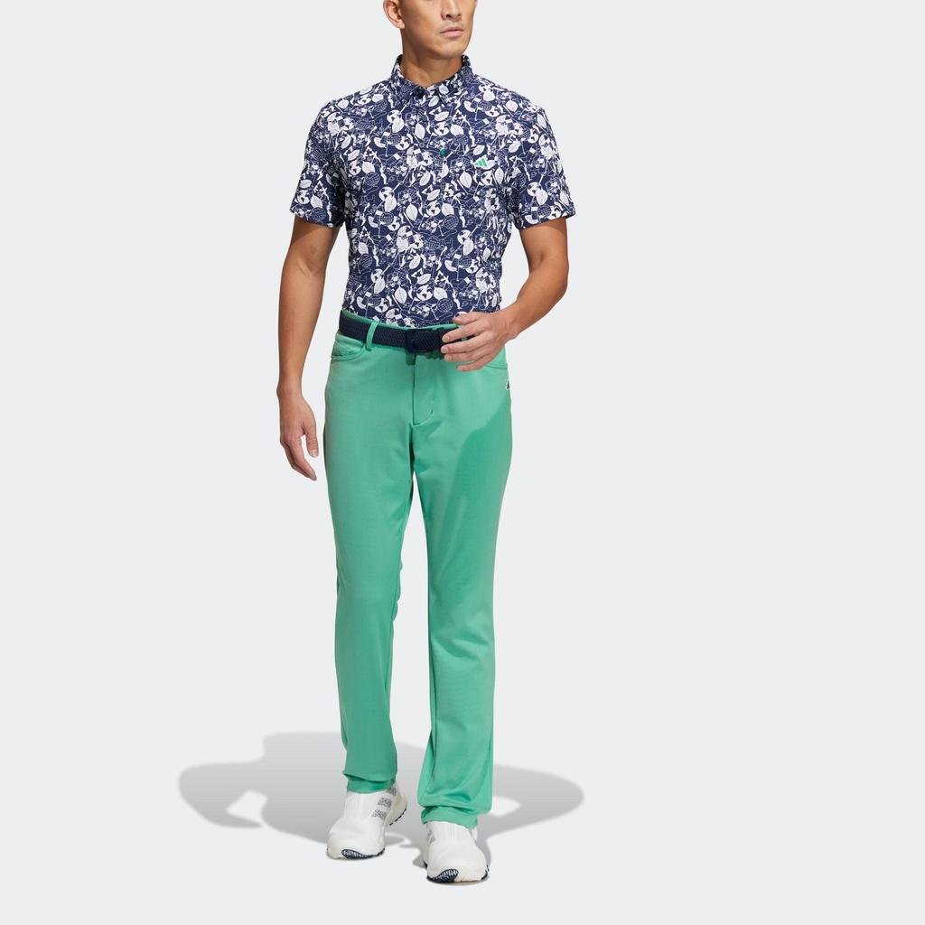 Adidas Printed Point Collar Short Sleeve Shirt Men Tops Sea-Blue HS9055