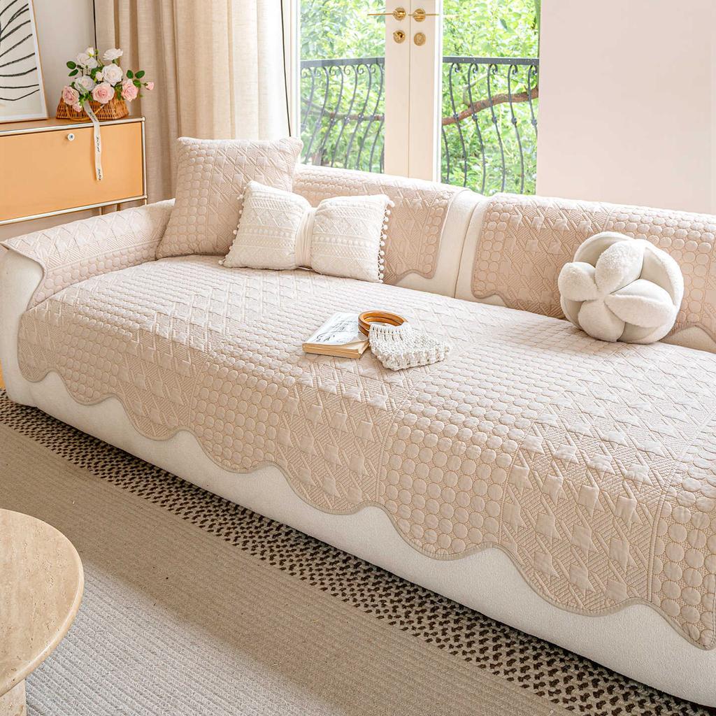 Cream Wind Sofa Cushion Universal In All Seasons 2025 New Straight Row Summer Seat Cushion Sub-cover Cloth Towel Fixed Non-slip Cover