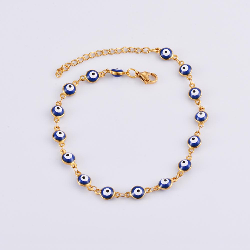 Stainless Steel Bracelets Blue Red Evil Eye Enamel Bead Bracelet For Women Lucky Turkish Eye Jewelry Gifts