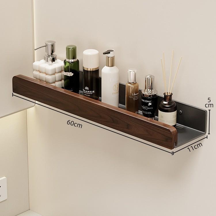 Vintage Walnut Bathroom Wall Shelf & Cosmetic Rack