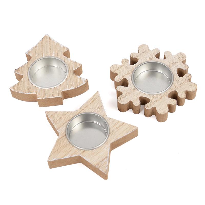 Christmas Tree Snowflake Wooden Candle Holder Candlestick 2023 Christmas Decorations For Home Xmas Table Ornaments New Year Gift