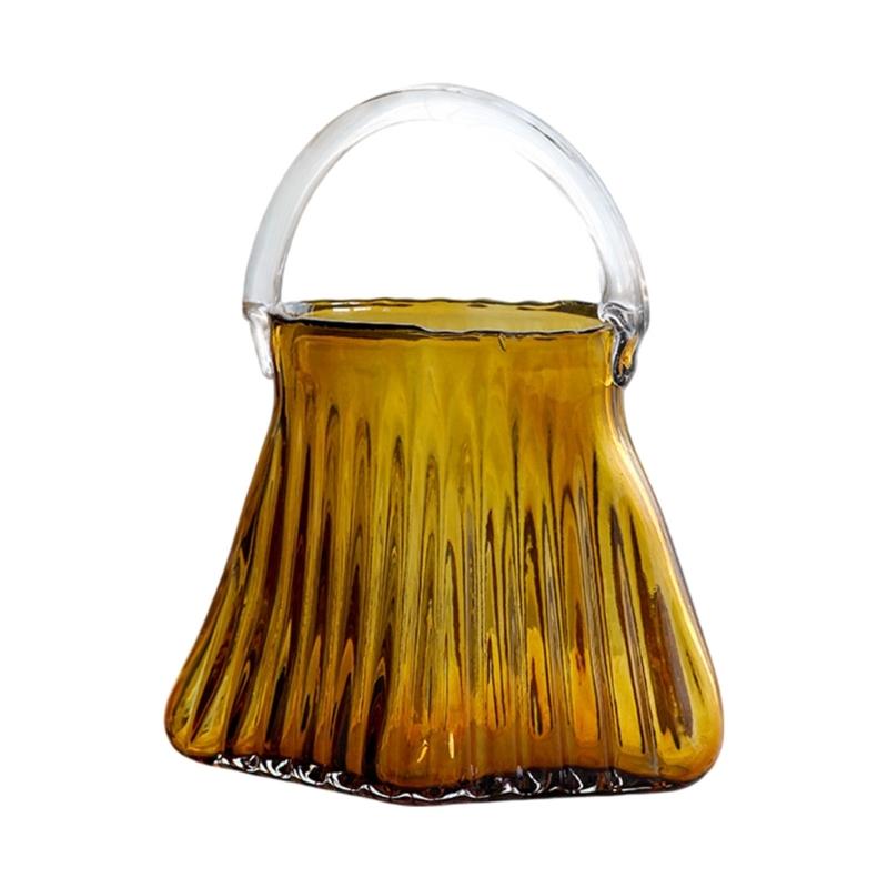 Verdickte Klare Glasvasen Handtaschenform Hülle Halten Blume Geeignet Für Haus Büro Dekoration Geburtstagsgeschenk