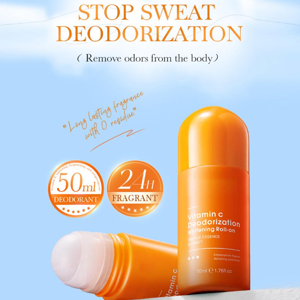 Vitamin C Body Roll-On Deodorant for Women & Men, Long Lasting 24H Fresh Scent, Alcohol-Free Odor Neutralizer for All Day Fragrance and Confidence
