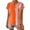 Damen Sommerhemd Lässig Blumendruck Asymmetrischer Streifen Kurzarm Pendeln Stehkragen Einreihig Sommerbluse Damenbekleidung