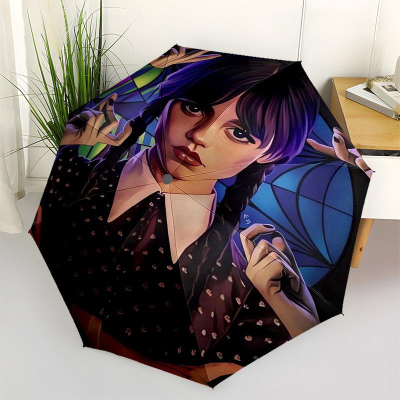 

Gothic, Dark Girl Themed Automatic Opening and Closing Umbrella, Compact Travel Umbrella, Lightweight and Portable, Suitable for Beach Commu