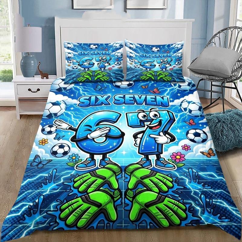 Mignon 67 Caractères Nuage Éclair Ensemble de Literie Dessin Animé Housse de Couette Taies d'Oreiller Chambre d'Enfant Literie Maison Sans Remplissage EU Single 135*200cm/53x79in 3pcs