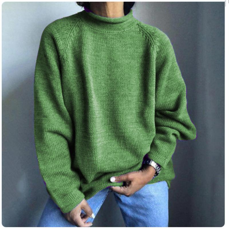 Jarní jednobarevný pulovr volný ležérní pletený svetr pro ženy luxusní uvolněný střih zeštíhlující a všestranný top