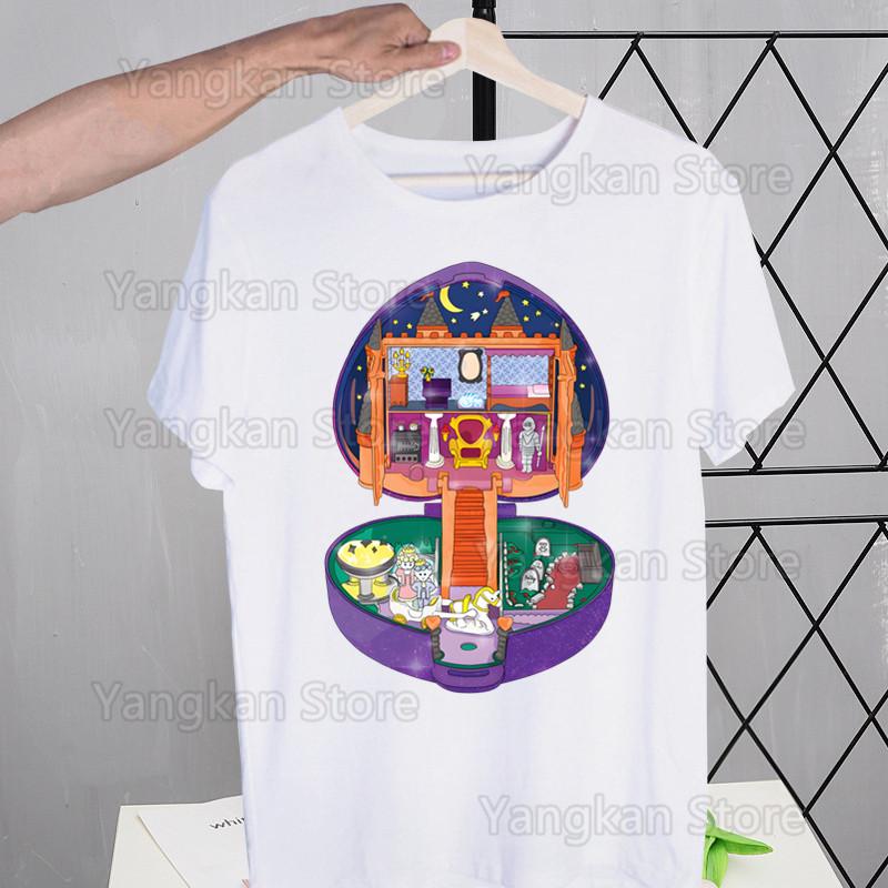 

Polly Pocket Харадзюку Унисекс Футболка с принтом Унисекс Футболка с коротким рукавом Повседневная футболка Мужская уличная одежда Топы Рубашка 4XL