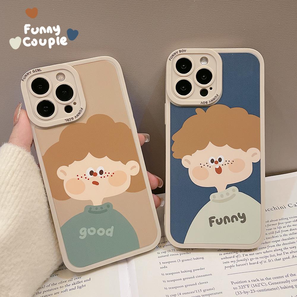 Cartoon Couple Iphone15 Apple 16 Mobile Phone Case 14pro Matte Soft 11 Suitable for Xs Max Cute