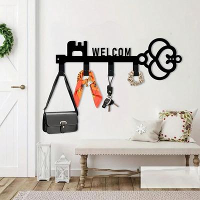 Bohemian Metal Key Holder Wall Decor with Multiple Hooks Durable Art for Kitchen Office Porch Patio Easy Mount Gift