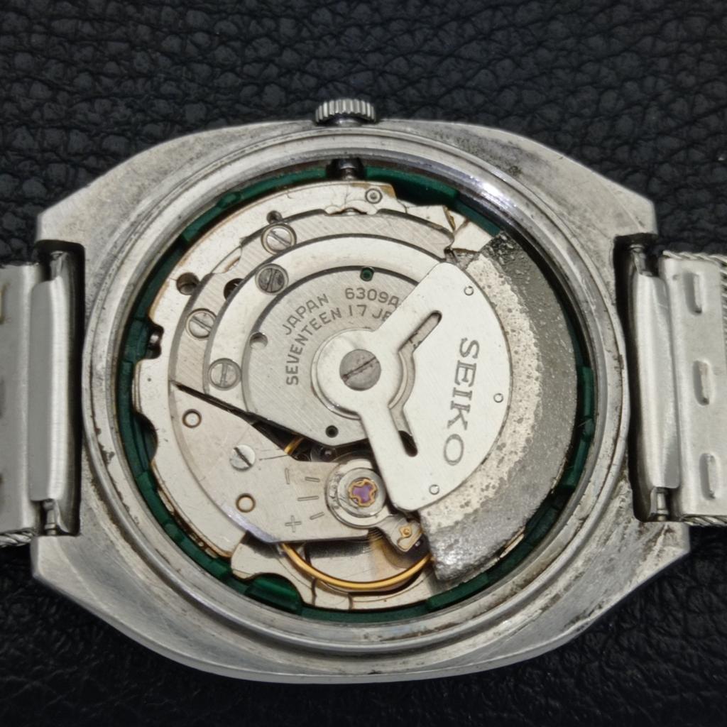 VINTAGE SEIKO 5 AUTOMATIC 6309A JAPAN MENS BLACK COLOR DIAL WATCH A701439-5