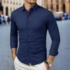 New Men'S Business Casual Long Sleeved Solid Color Shirt Wrinkle Resistant Wrinkle Free Comfortable All Season Versatile Top