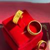 Luxury 24K 9999 Pure Gold Real Gold Men's and Women's Auspicious Ancient Pattern Ring