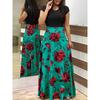 Floral Print Patchwork Short Sleeve Bohemian Dress Women Summer Dress O Neck Big Swing Long Dresses