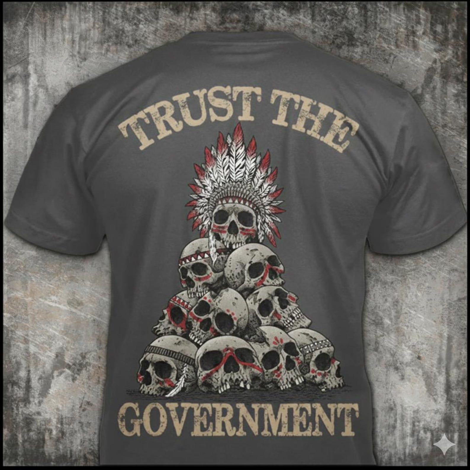 Trust The Government - Distressed Skull Pile T-Shirt: Question Authority 3XL