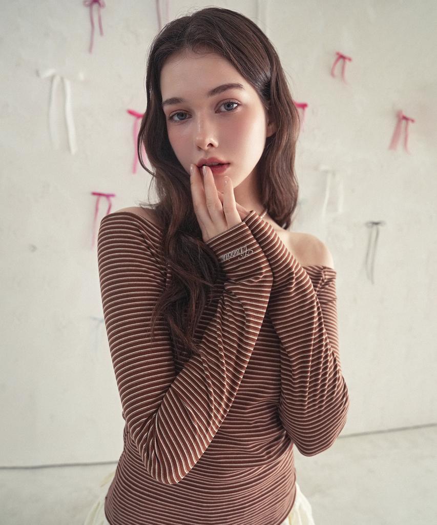 VIVACIOUS Se Stripe Boat-Neck Tee_5Colors