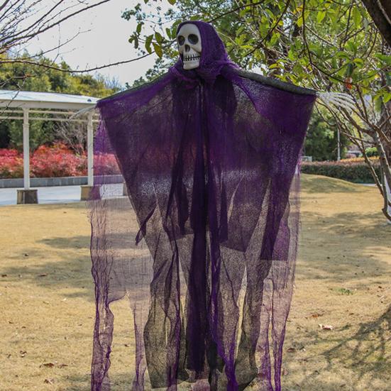 Halloweenská závěsná dekorace lebky ducha venkovní strašidelná ponurá smrtka děsivý létající kostlivec duch pro verandu dvůr zahradu stromová dekorace