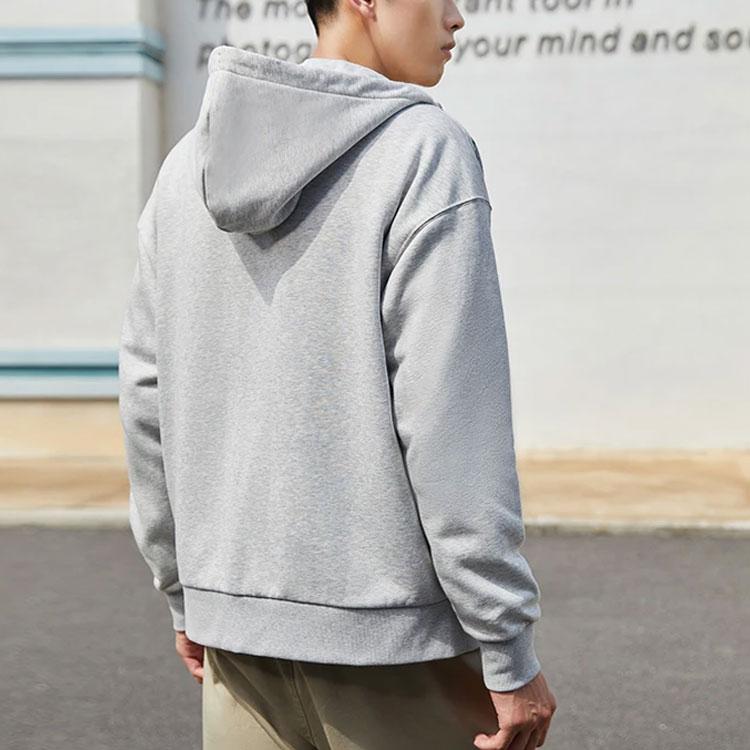 Li-Ning Training Series Contrast Logo Print Fleece-Lined Warm Zip-Up Hoodie Unisex Hoodie Milk-Grey AWDRD34-5