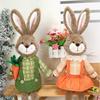 2026 Easter Bunny Sitting Gesture Ornaments Long Soft Legs Cartoon Rabbit Statue Outdoor Porch Decoration With Carrot Home Decor