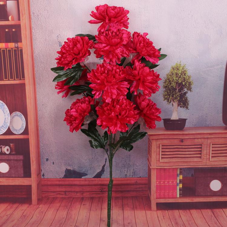 Simulation Peony Flower 10 Heads Rich and Core-spun Peony Simulation Flower Wedding Home Studio Decoration Artificial Fake Flower