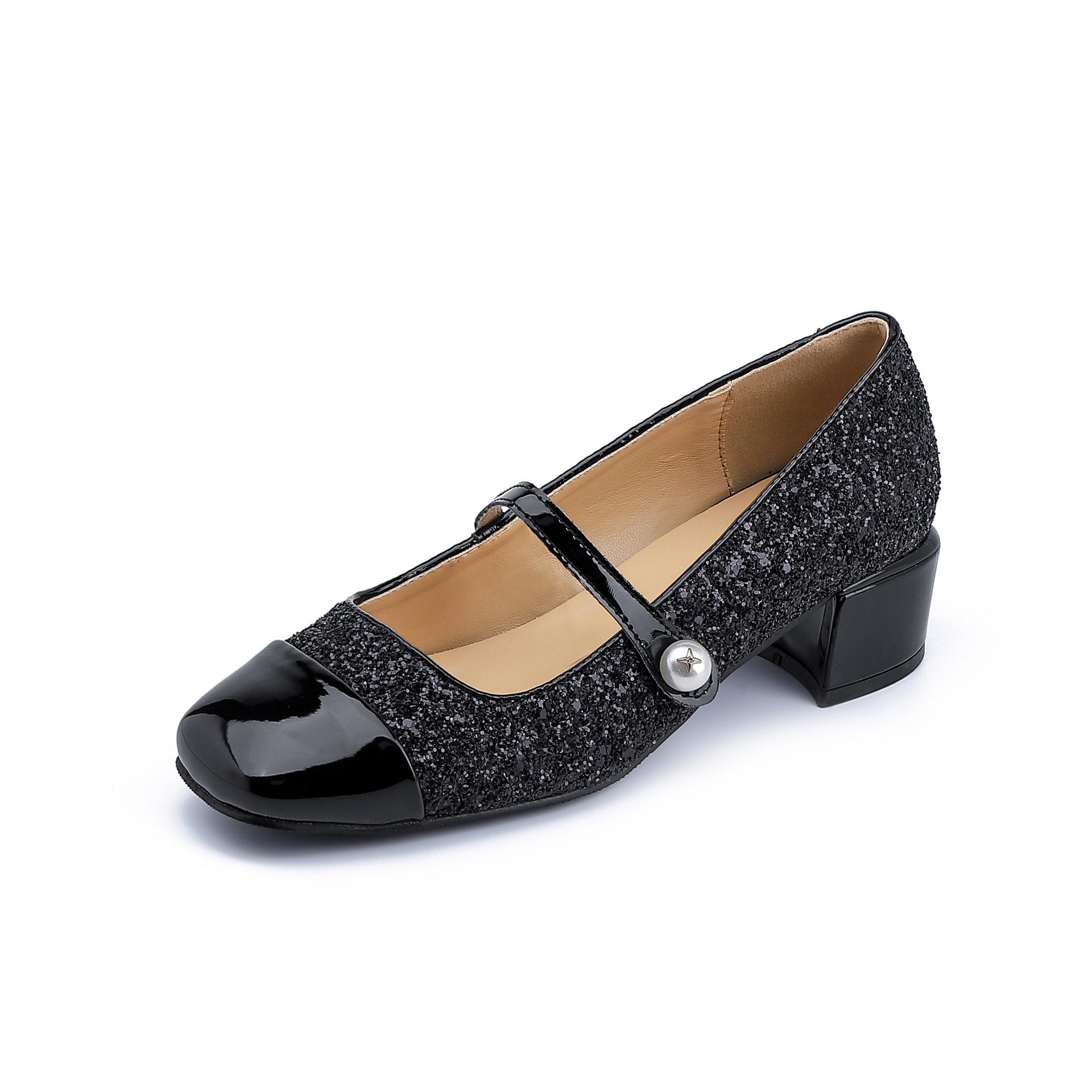 

Grape mother 2025 spring new Mary Jane high heels women wear high-end thick heels single shoes color matching shoes women 34