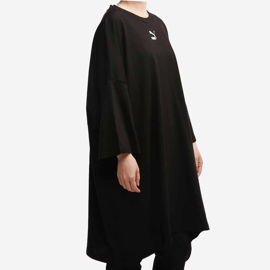 PUMA Logo Casual Sport Comfort Breathable Drawstring Pullover Short Sleeve Dress Women Dress Black 532285-01