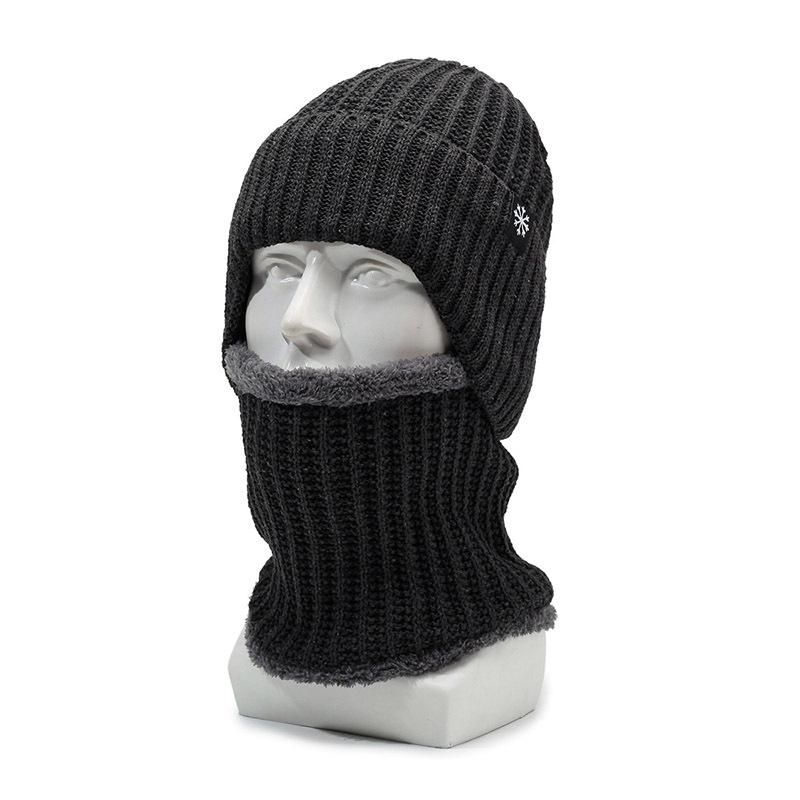 Snowflake Standard Knitted Hat Winter Hat For The Elderly Men Warm Ear Protector Thickened Pullover Cold Wool Hat