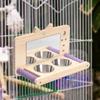 Bird Parrot Perch Wooden Bird Food Water Feeder Perch with Feeding Cups Lightweight Bird Cage Accessories for Budgie Parakeet