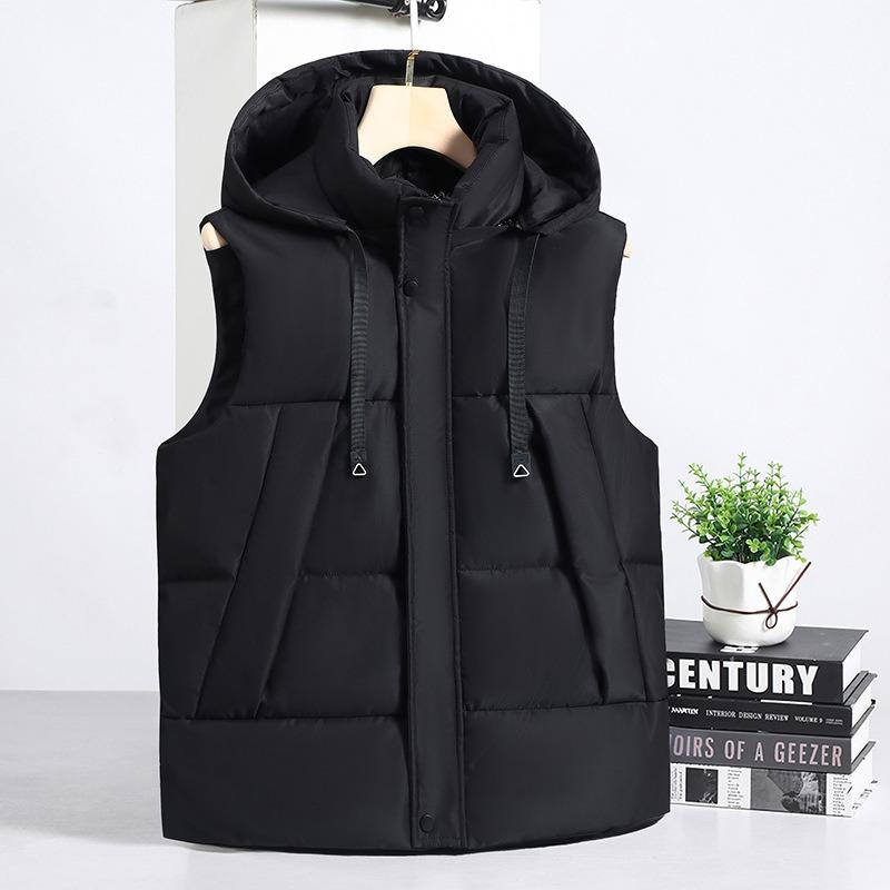 

Couples autumn and winter down cotton outer wear vest autumn and winter men and women warm thickened student vest new vest jacket L чорний