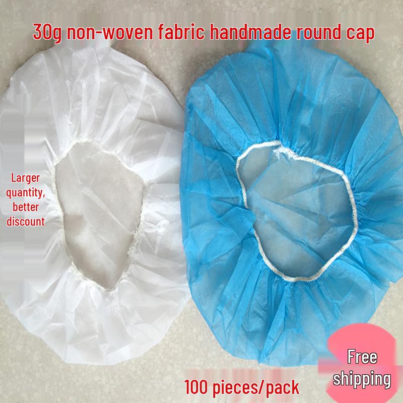 Verdickte Einweg-Haarnetzkappen aus Vliesstoff - Staubdichte Runde Kappen für Köche, Werkstätten, Schönheitssalons