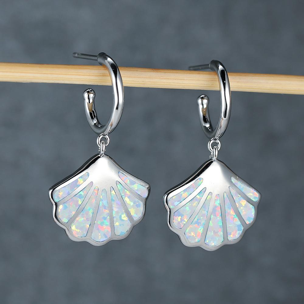 New Korean Style White Ocean Style Shell Earrings Simple and Versatile Retro Ocean Earrings